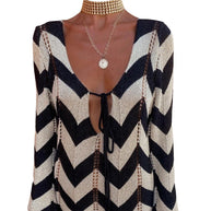 Damen Strick-Maxi-Kleid mit Zickzackmuster und dezenten Cut-Outs WW