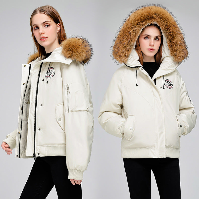 Damen Sportliche Pufferjacke mit abnehmbarem Kunstfellkragen und praktischen Taschen WW