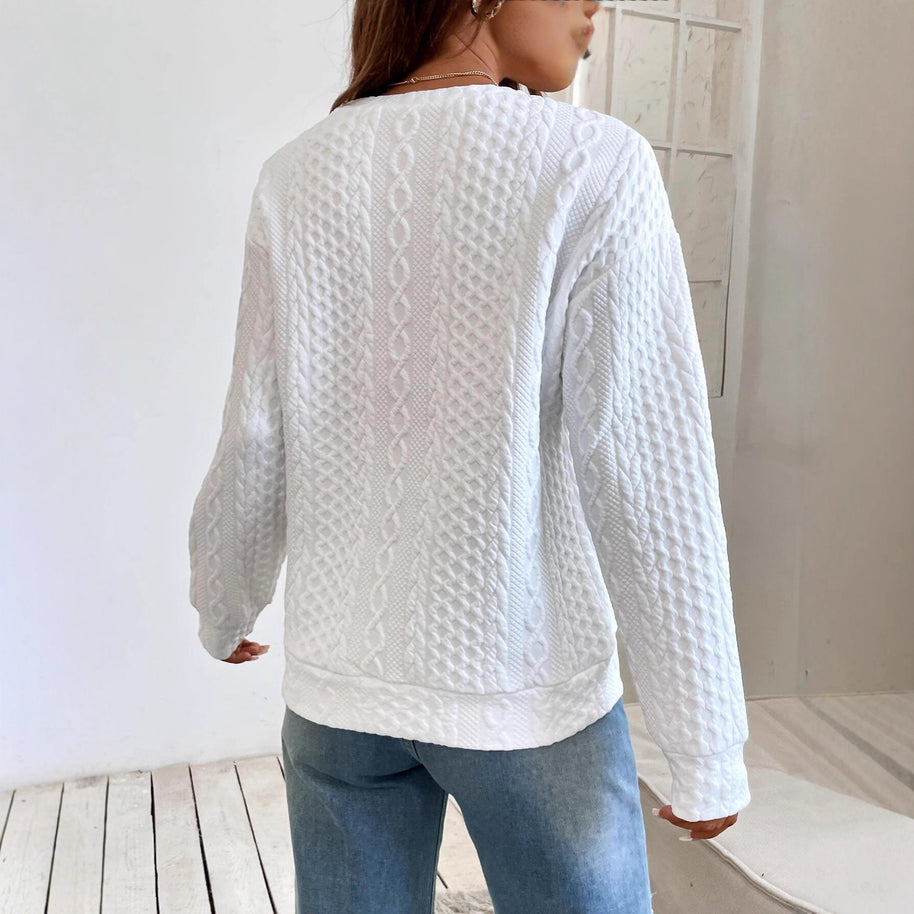 Damen Strickpullover mit strukturierter Oberflächentextur und elegantem Rundhalsausschnitt WW