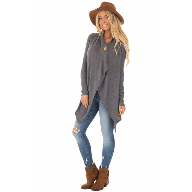 Damen Wickeljacke mit asymmetrischem Schnitt und Lederakzenten WW