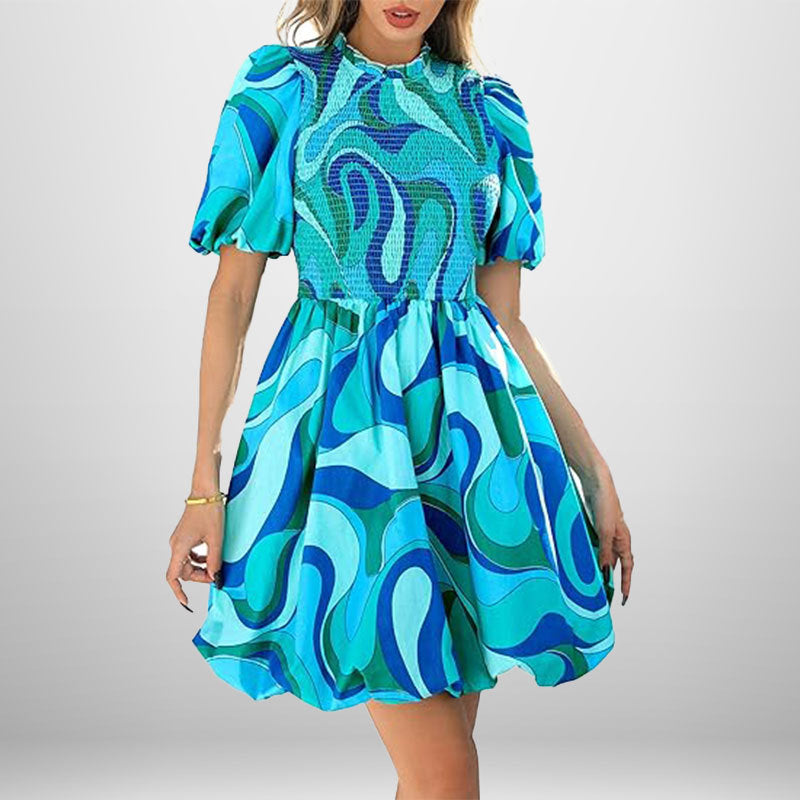 Damen Minikleid mit Ballonärmeln und elastischem Bustier W&W Mode
