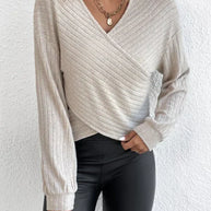 WW | V-Ausschnitt-Crossover-Pullover Für Mühelosen Stil Für Frauen