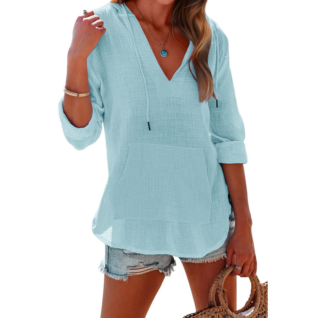Damen leichter Kapuzenpullover Top WW