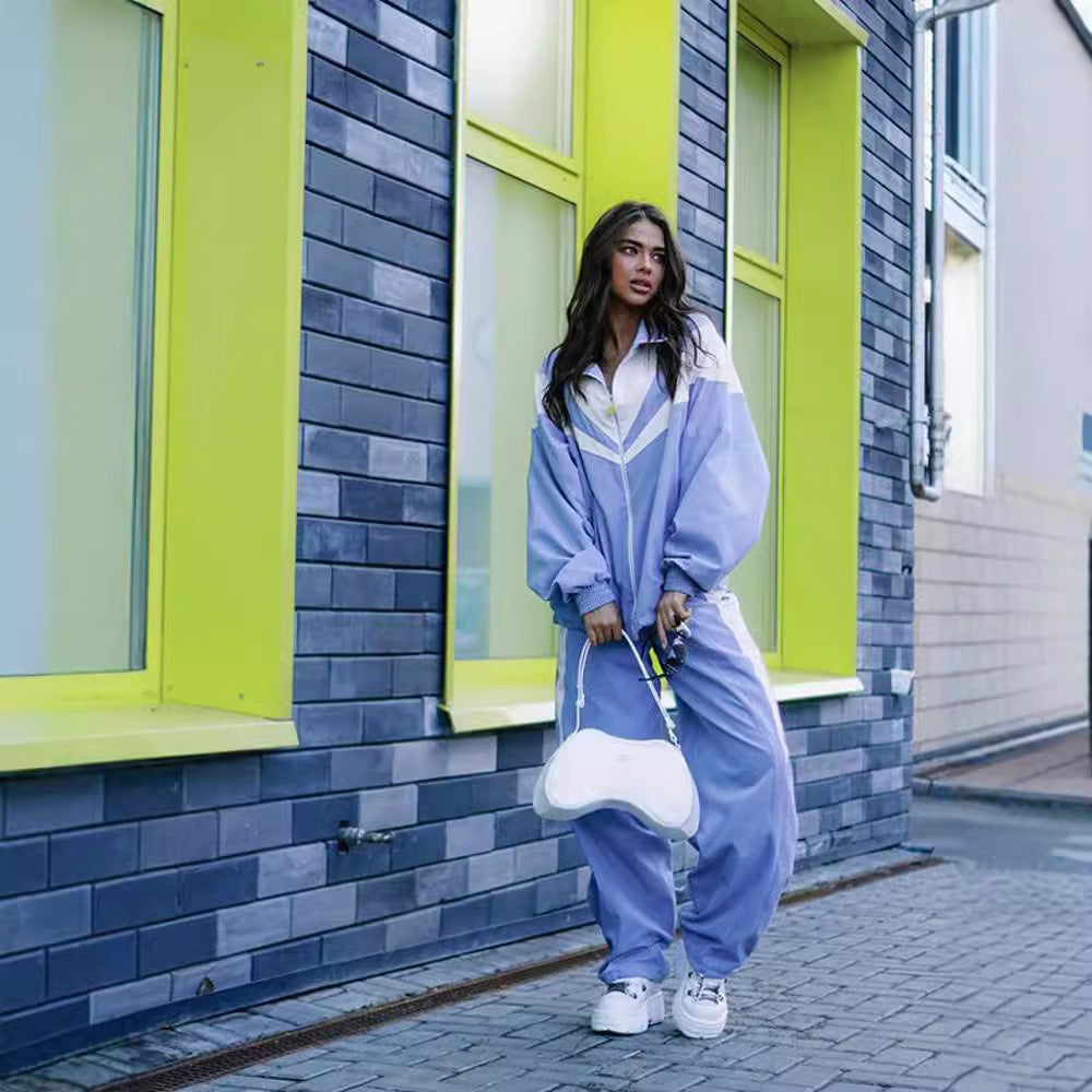 Damen Sportliche Freizeitjacke und weite Hose Set WW