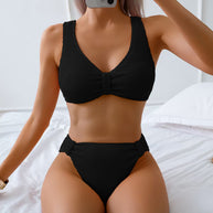Damen Bikini mit strukturiertem Oberteil und hoher Taille WW
