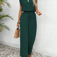 Damen luftiger Jumpsuit mit Rüschendetails und Gummibund WW