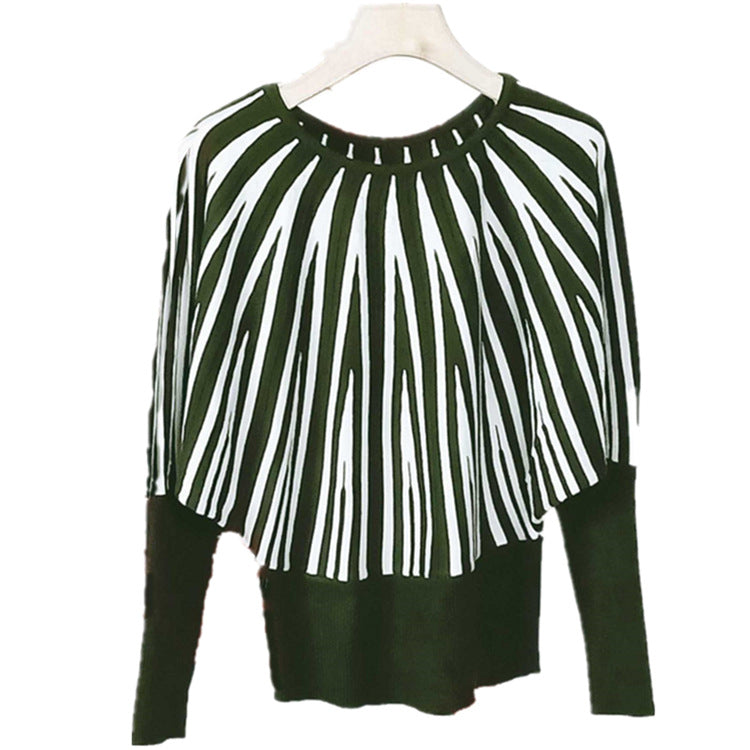 Damen Pullover mit modernem Streifenmuster und lässigem Schnitt WW