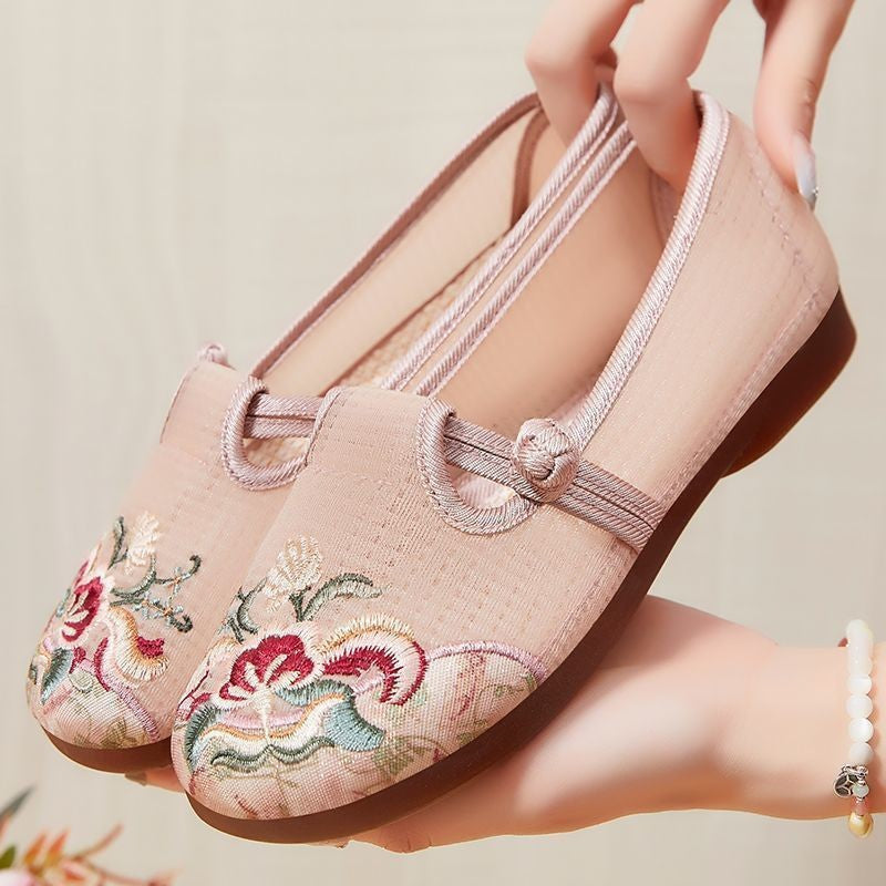 Damen bestickte Ballerina-Schuhe WW