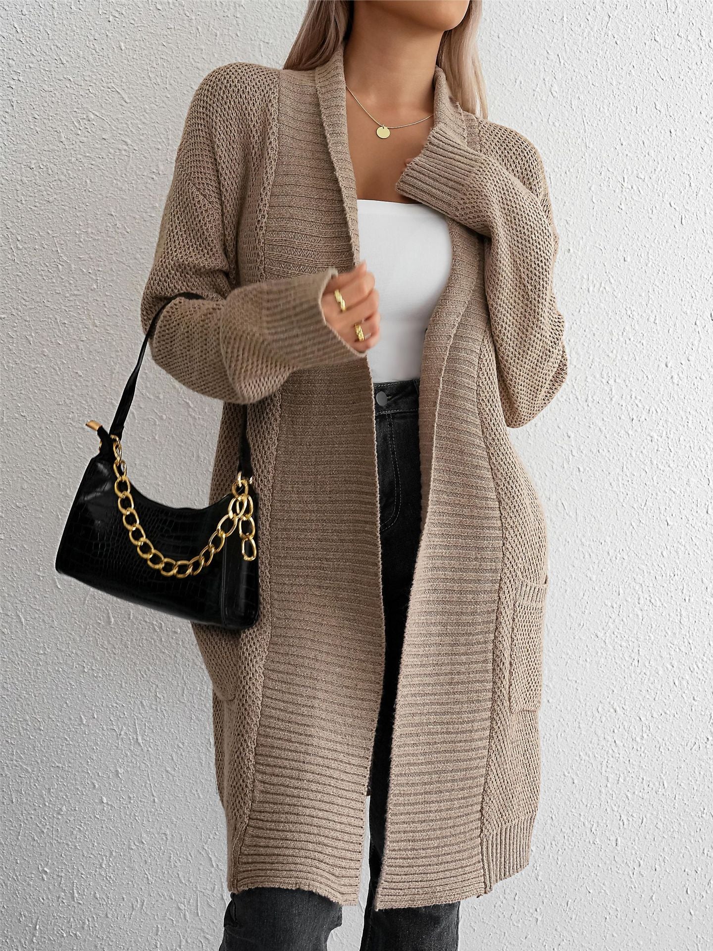Damen Strickjacke mit offener Vorderseite und lässigem Schnitt WW