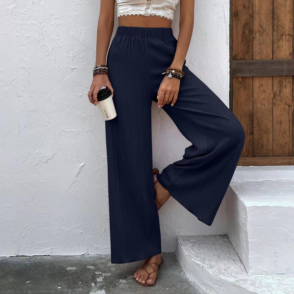 Damen Weite Plisséhose mit elastischem Bund und elegantem Fall WW