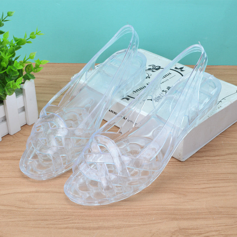 Damen Slingback Sandalen aus transparentem Material mit komfortabler Sohle WW