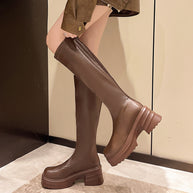 Damen modische Stretch-Stiefel mit dicker Plateausohle W&W