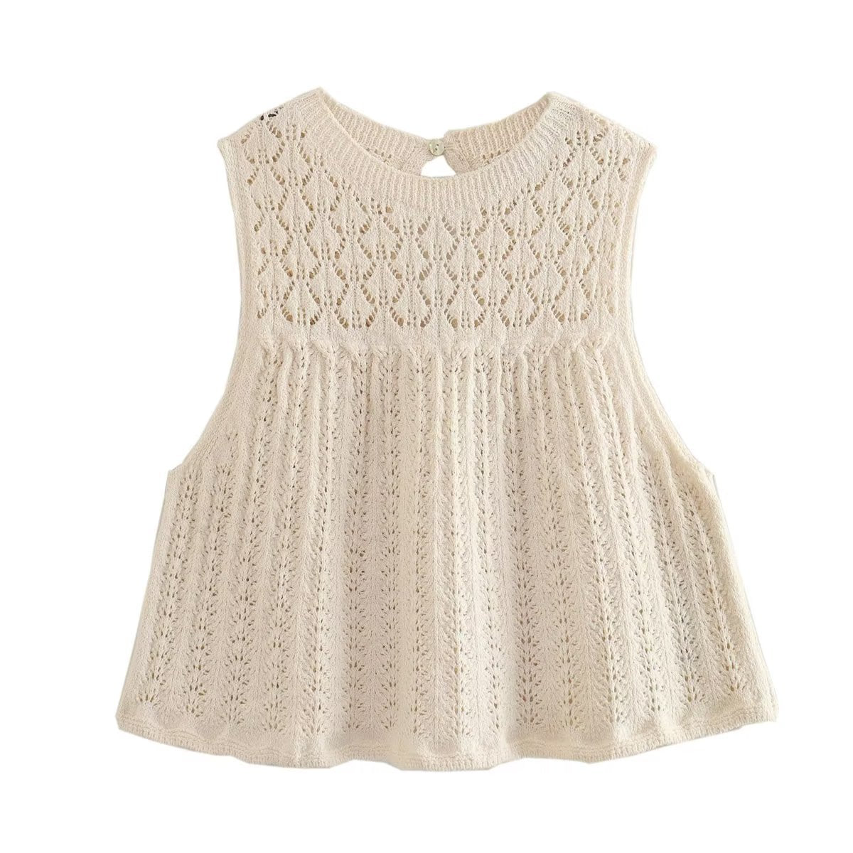 WWMODE | Mode Lässig Strickweste Hohlschliff Top Strick Kurzer Rock Set