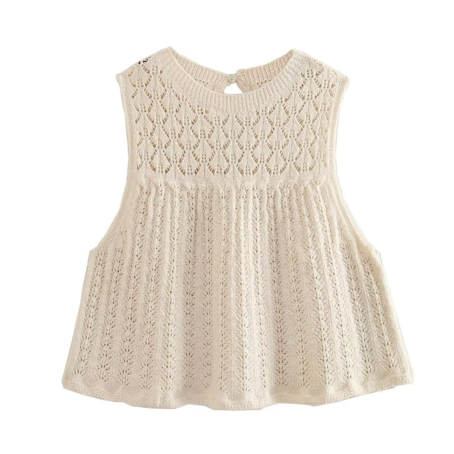 WWMODE | Mode Lässig Strickweste Hohlschliff Top Strick Kurzer Rock Set
