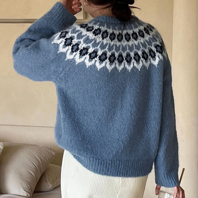Damen Strickpullover mit traditionellem Norwegermuster WW