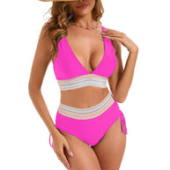 Damen Bikini-Set mit hohem Bund und schickem Wickeldetail WW
