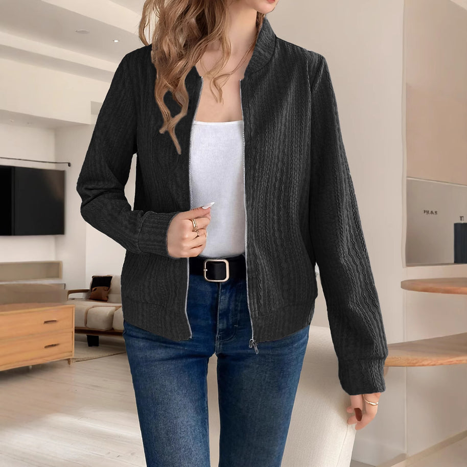 Damen Strickjacke mit Reißverschluss und strukturiertem Design WW