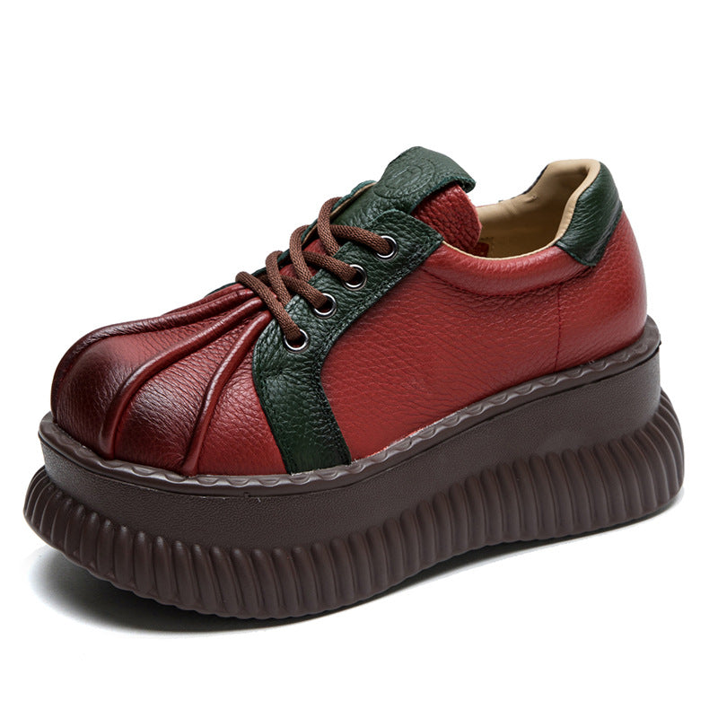 Damen Chunky Plateau-Sneaker aus hochwertigem Leder mit raffinierten Details WW