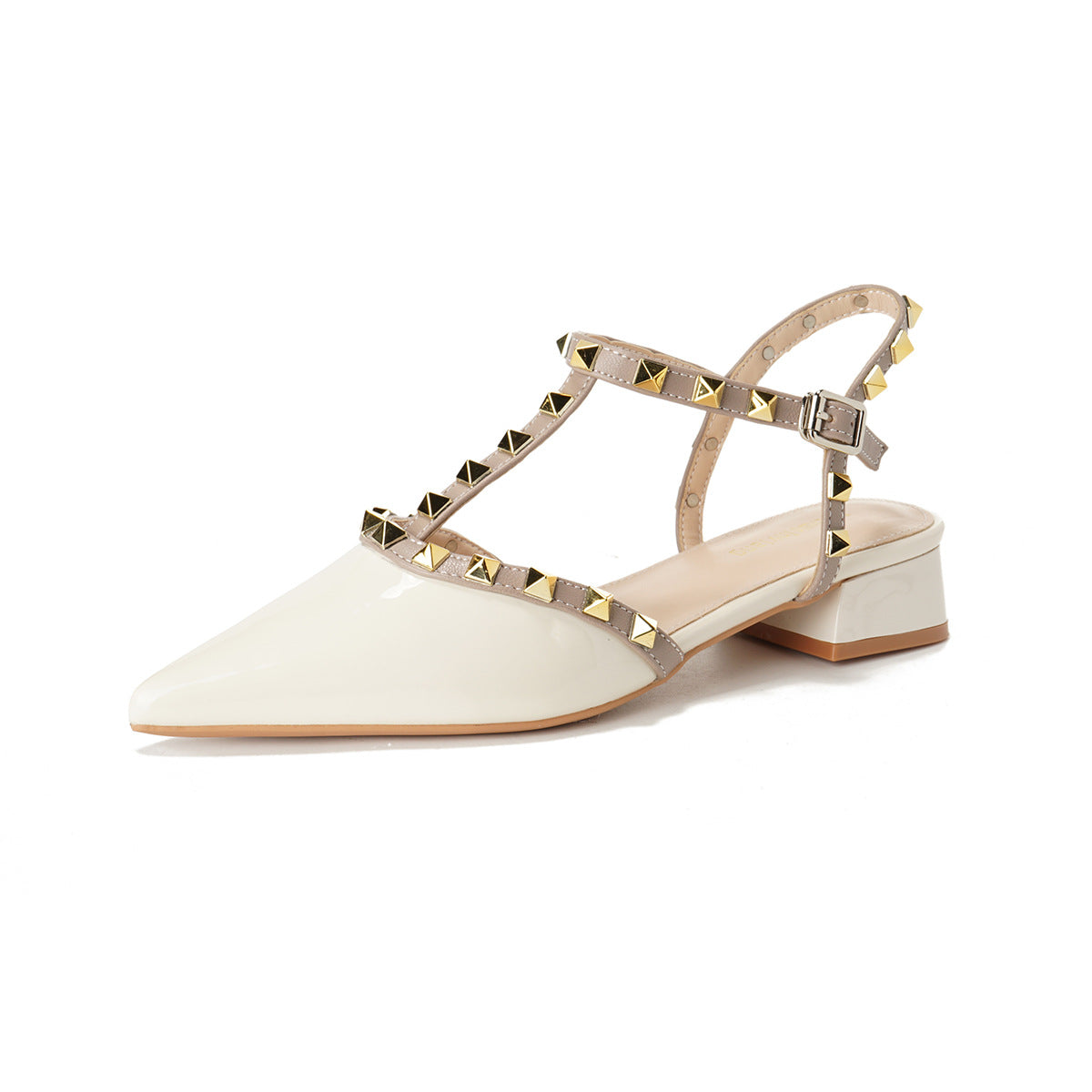 Damen Slingback Pumps mit dekorativen Nieten und komfortablem Blockabsatz WW