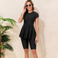 Damen Schwimmanzug mit Rock und praktischem Reißverschluss WW