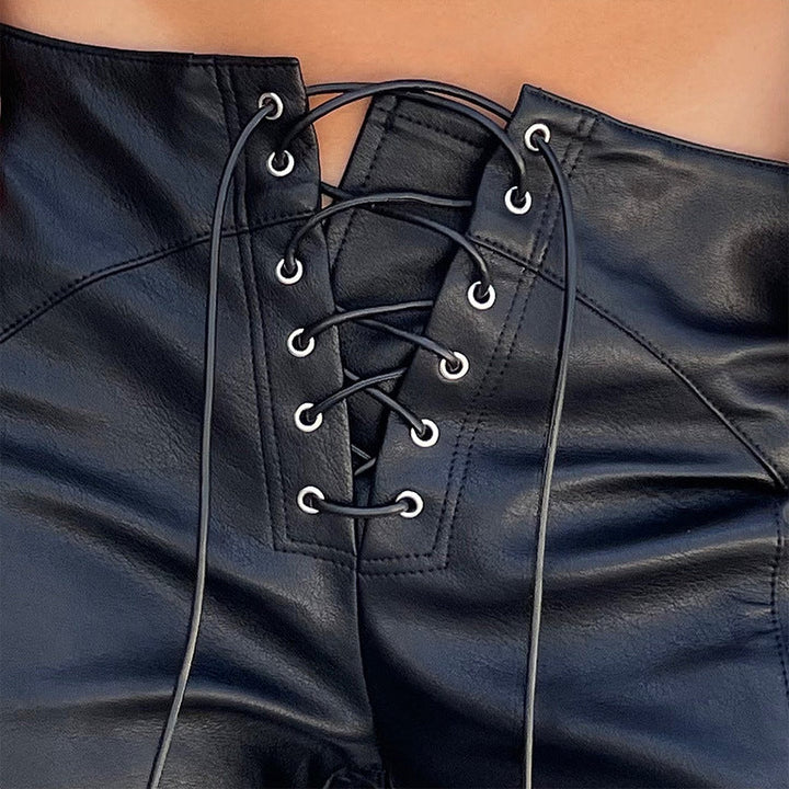Damen-Lederhose mit Schnürverschluss