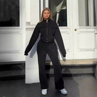 Damen Sportliches und modernes Fleece-Set mit Taschen WW