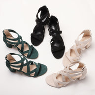 Damen Sandalen mit stylischem Kreuzriemen und komfortablem Blockabsatz WW