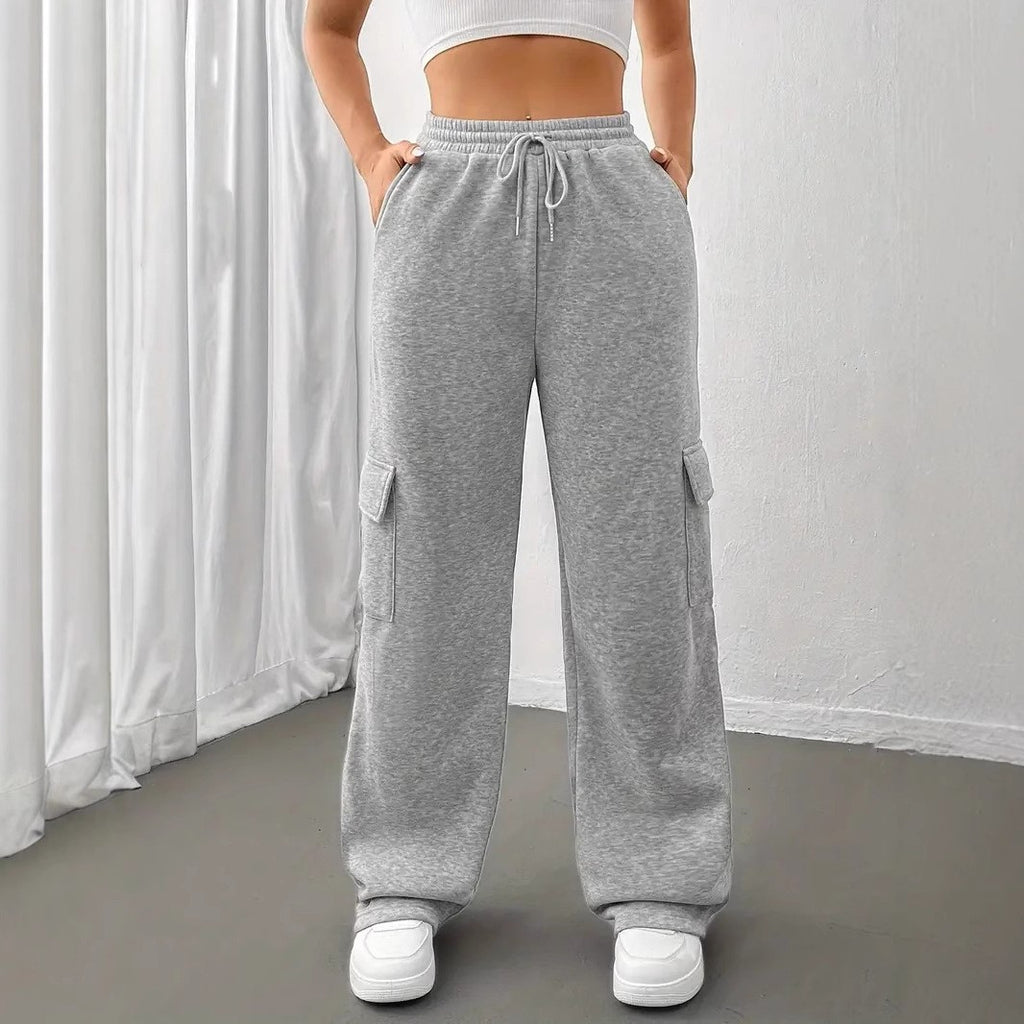 Damen lässige Cargo-Hose mit elastischem Bund und praktischen Taschen WW