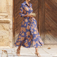 Damen Hemdblusenkleid mit floralem Muster und modernem Schnitt WW