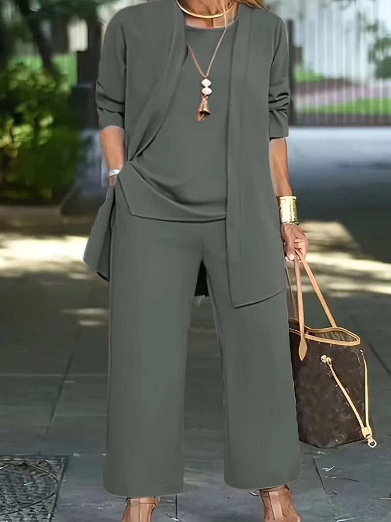 WW | Langarm-Cardigan-Weste Drei-Teile-Set