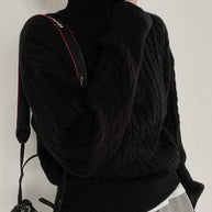 WW Vintage Rollkragen Reißverschluss Twist Strickpullover