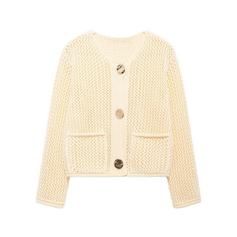 Damen Strickjacke mit offener Maschenstruktur und komfortablen Taschen WW