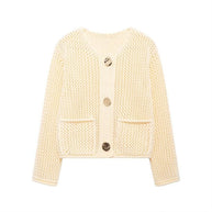 Damen Strickjacke mit offener Maschenstruktur und komfortablen Taschen WW