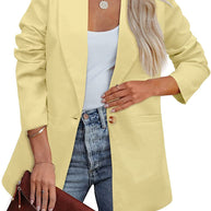 WW | Doppelreihiger Blazer mit Gerafften Ärmeln und Taschen