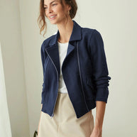 Damen Bikerjacke aus edlem Kunstleder mit modernem Schnitt und feiner Textur WW