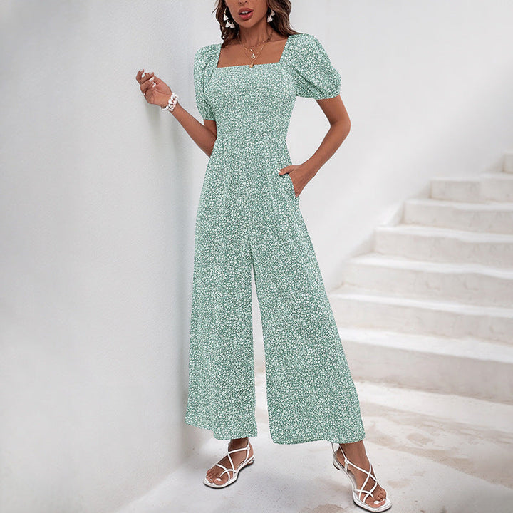Damen Oversized Jumpsuit mit Puffärmeln und elastischem Taillenbund W&W Mode