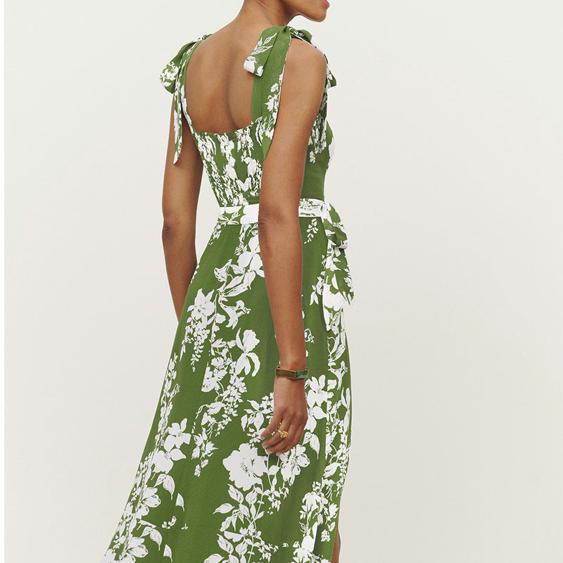 Damen Maxikleid mit eleganten Rüschendetails und hochschlitzender Silhouette W&W Mode
