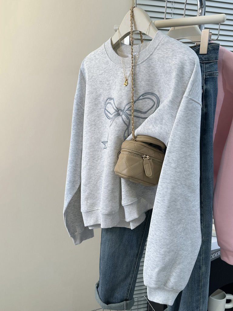 Damen Casual Sweatshirt mit verspieltem Schleifendetail WW