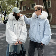 Damen Sportliche Winterjacke mit abnehmbarem Kunstfellkragen und praktischen Taschen WW