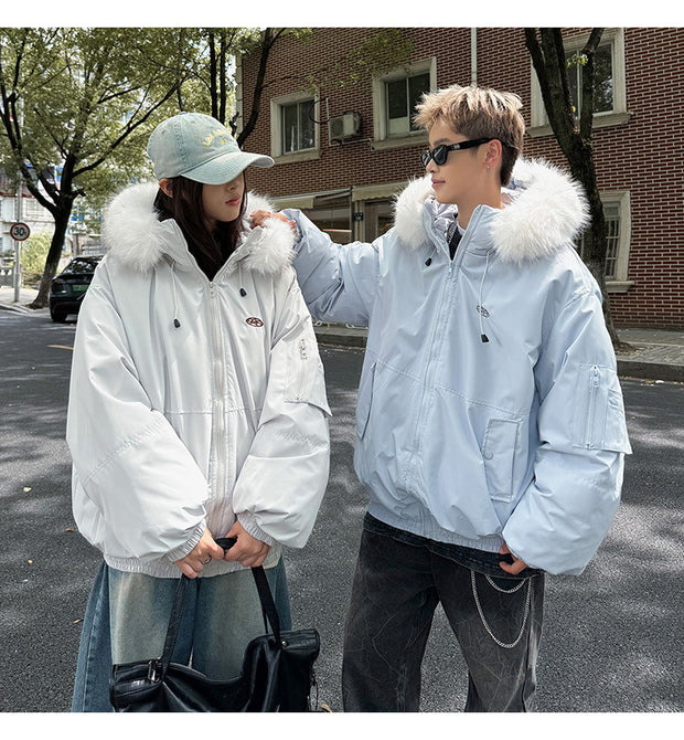 Damen Sportliche Winterjacke mit abnehmbarem Kunstfellkragen und praktischen Taschen WW