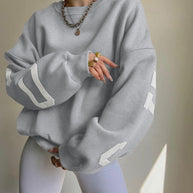 Damen lässiger Oversized Sweater mit kontrastierenden Ärmeln WW