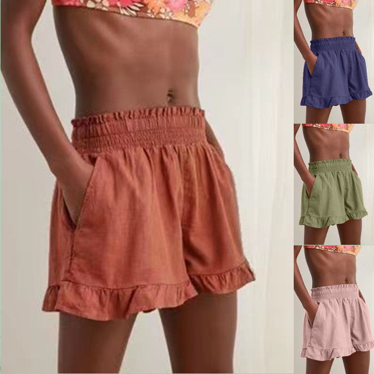 Damen Lockere Shorts mit Volant und Taschen WW