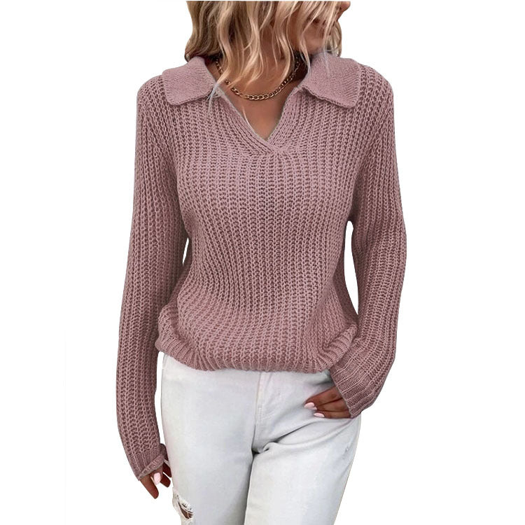 Damen Strickpullover mit strukturiertem Design und modernem V-Ausschnitt WW
