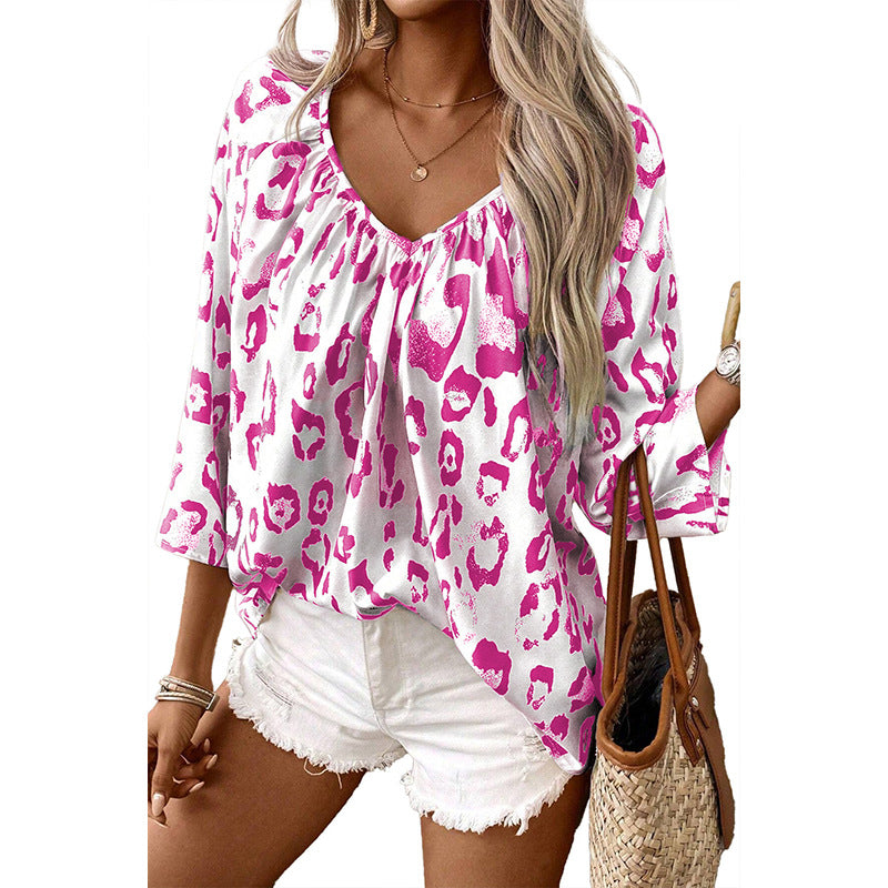 Damen Blusentop mit lockerer Passform und schickem Leo-Print WW