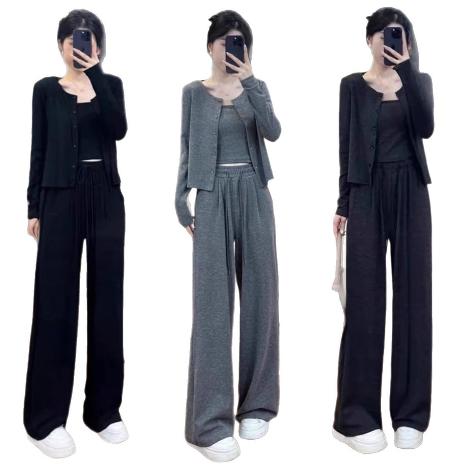 Damen Bequemes und lässiges Strick-Loungewear-Set WW
