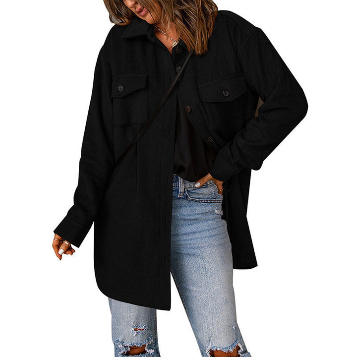 Damen Übergröße Hemdblusenjacke mit Taschen und lässigem Schnitt W&W Mode