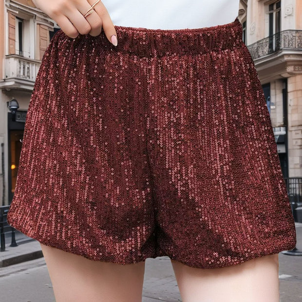 Damen Glitzernde Shorts mit elastischem Bund WW