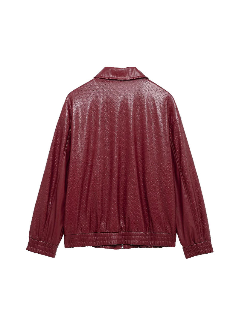 W&W Mode | Woven Faux Leder Bomberjacke