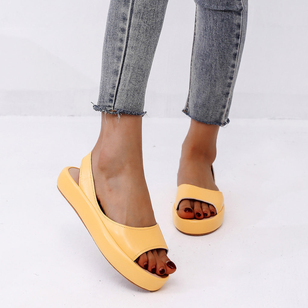Damen Slingback Sandalen mit modischem Plateau und verstellbarem Riemen WW