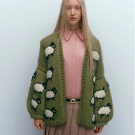Damen Strickjacke mit einzigartigem Schafdesign und lässigem Schnitt WW